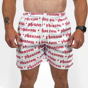 Logo Print Mesh Shorts - White & Red