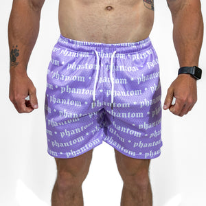 Logo Print Mesh Shorts - Purple