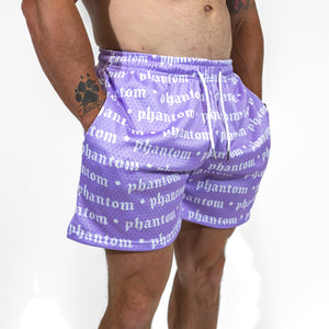 Logo Print Mesh Shorts - Purple