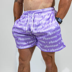 Logo Print Mesh Shorts - Purple