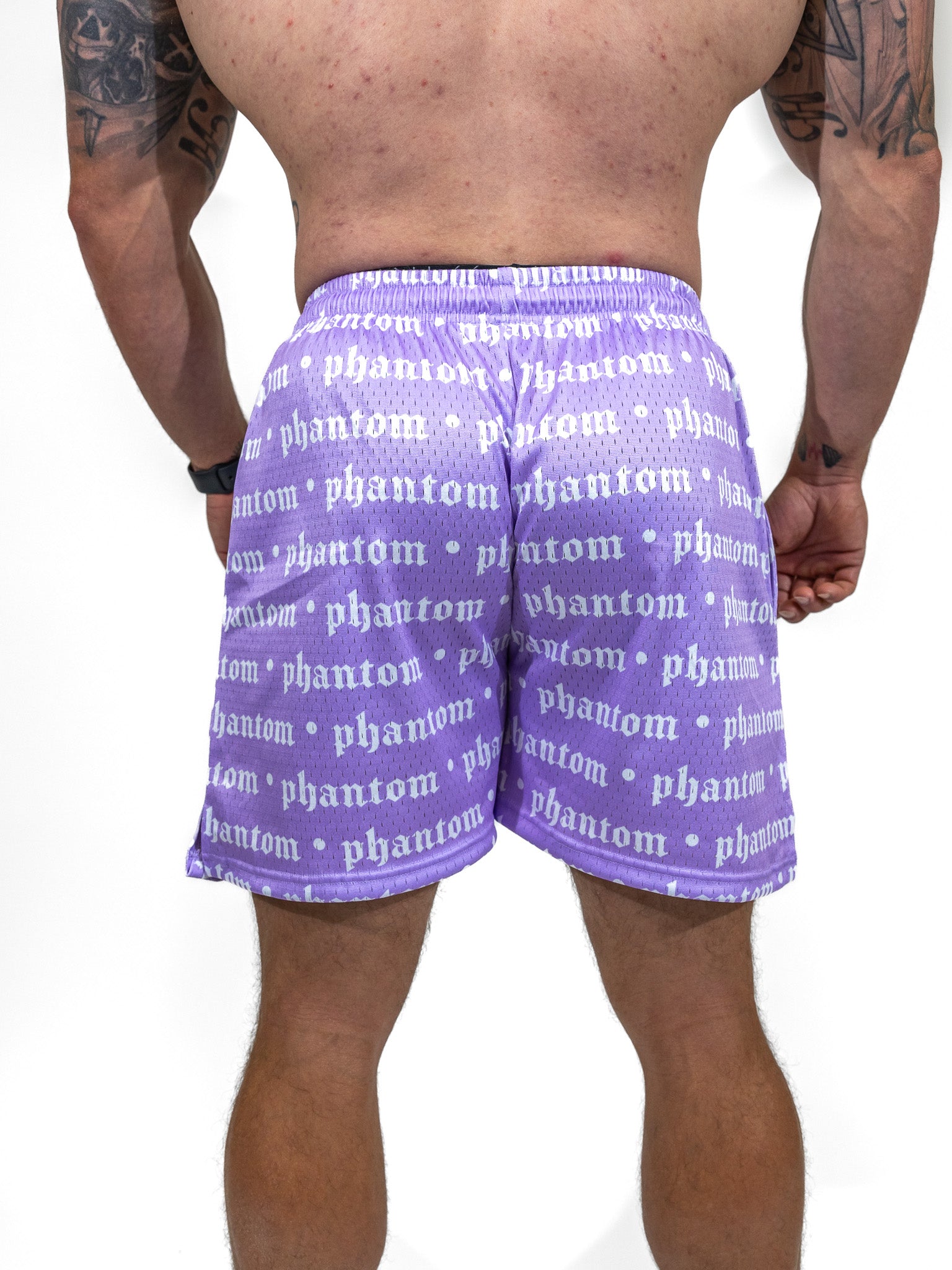 Logo Print Mesh Shorts - Purple