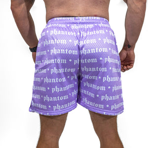 Logo Print Mesh Shorts - Purple