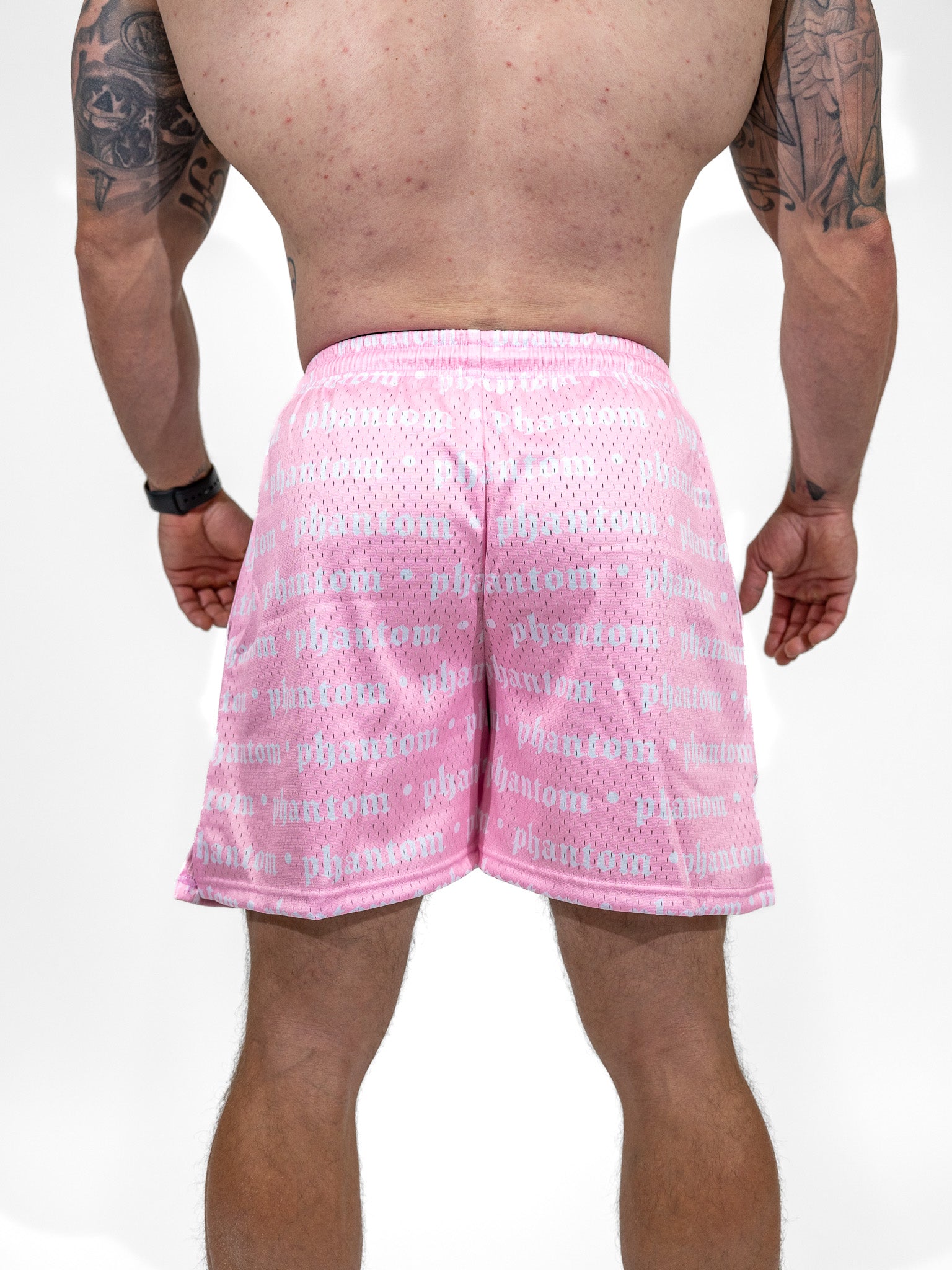 Logo Print Mesh Shorts - Pink