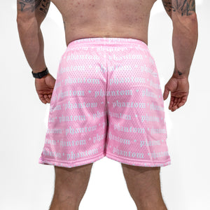 Logo Print Mesh Shorts - Pink