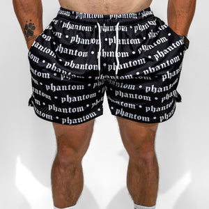 Logo Print Mesh Shorts - Black