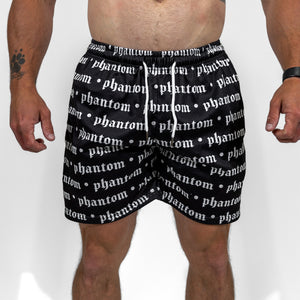 Logo Print Mesh Shorts - Black