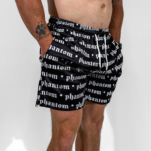 Logo Print Mesh Shorts - Black