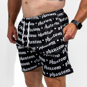 Logo Print Mesh Shorts - Black