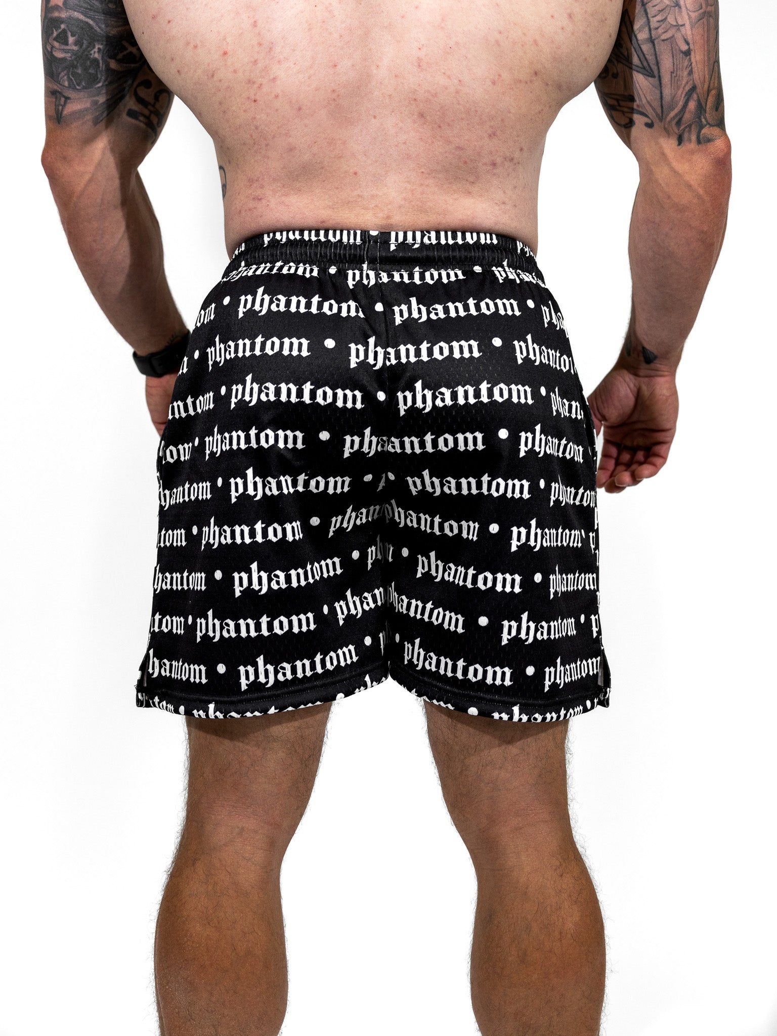 Logo Print Mesh Shorts - Black